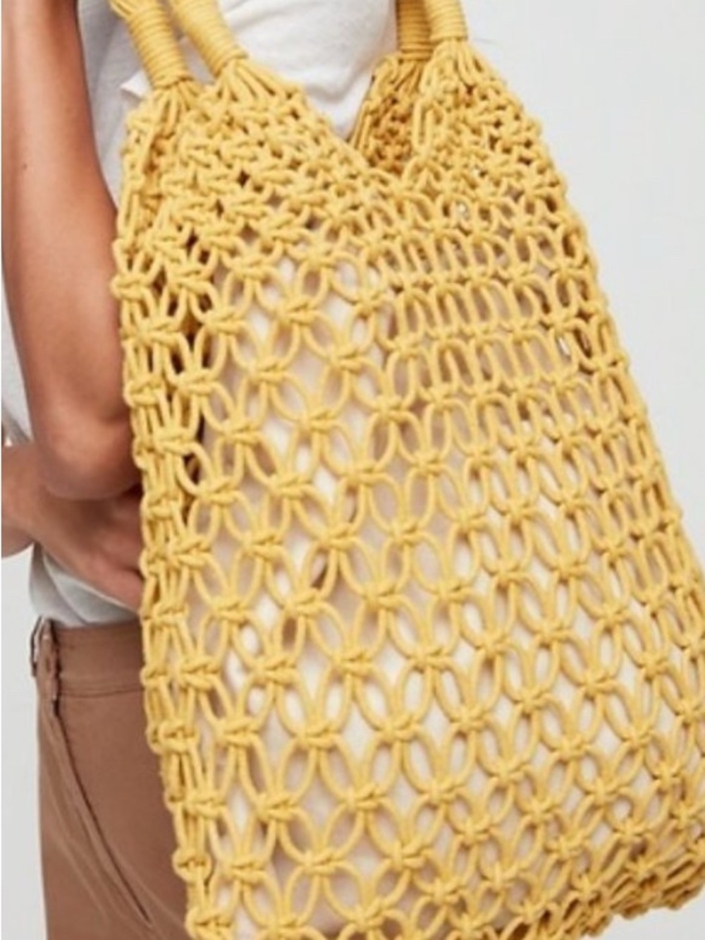 Aritzia Yellow Macramé Tote